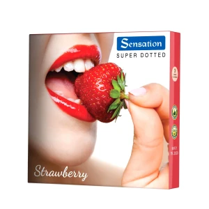 Sensation Strawberry Dotted Condoms- Single Pack